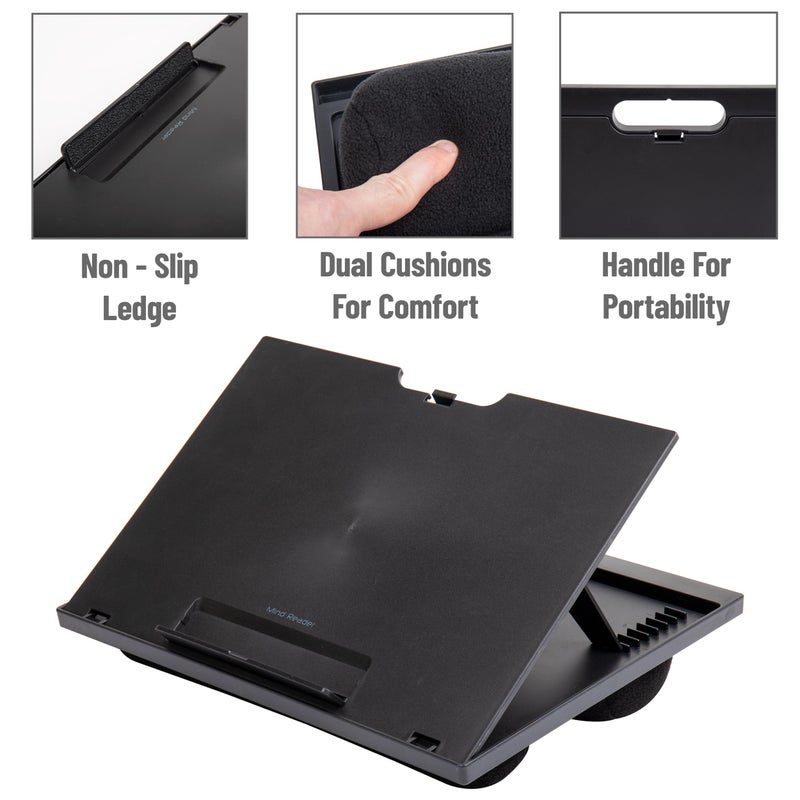 Mind Reader Lap Desk Laptop Stand  Bed Tray  Collapsible  Cushion  Portable  Dorm  Plastic  14.75""L x 11""W x 7.3""H  Black - Image 4